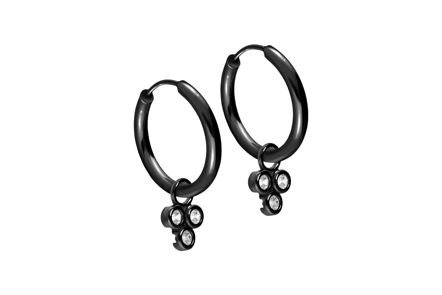 Chirurgenstahl Ohrclicker Creolen 3 EINGEFASSTE KRISTALLE von Piercingline